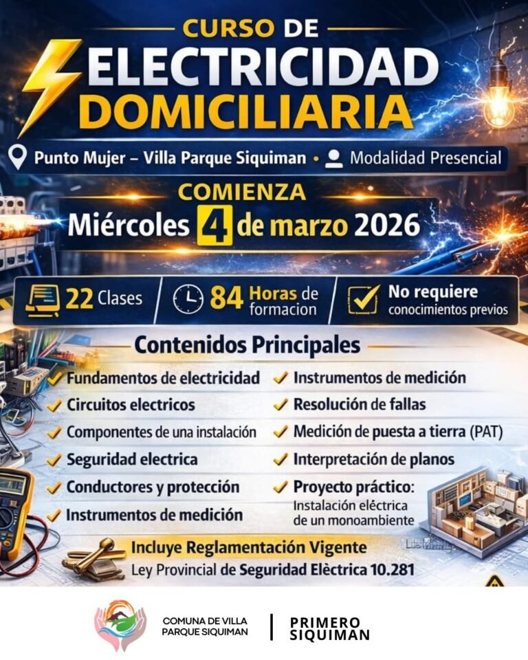 Curso de Electricidad Domiciliaria – Nivel Inicial…
