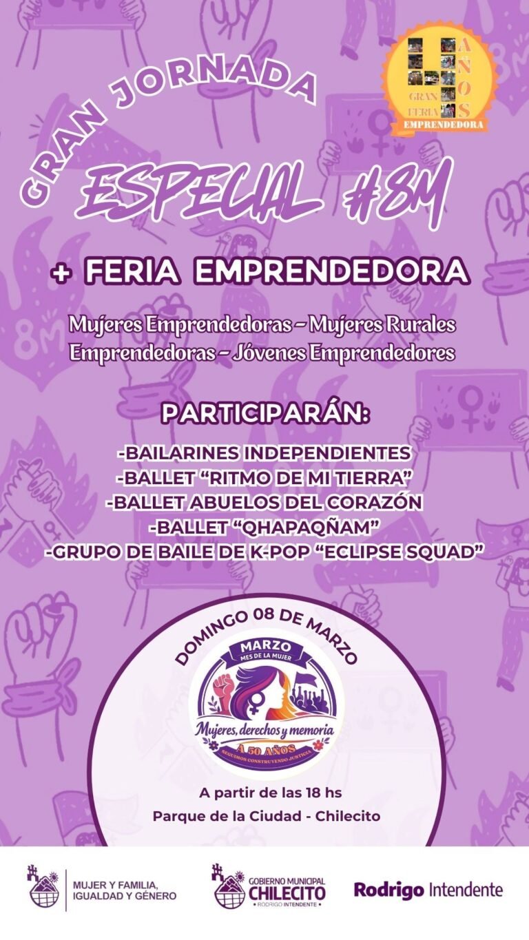 En el marco de la agenda #Marzo2026 – Mes de la Mujer, te invitamos a vivir la Gran Jornada Especial #8M + Feria Emprendedora, un espacio p…