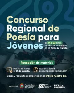 ¡Concurso Regional de Poesía para jóvenes del Valle de Punilla!…