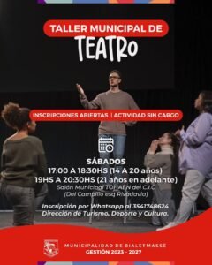 ¡Inscripciones abiertas al Taller Municipal de Teatro!…
