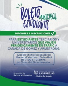 ¿Viajás a Cañada de Gómez o Armstrong para estudiar?…