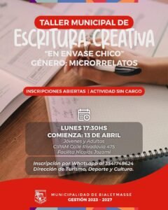 Comienza el Taller Municipal de Escritura Creativa…