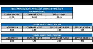HORARIOS FIESTA PROVINCIAL DE ARTESANOS  @transportelagolondrina…