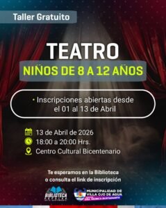 TALLER DE TEATRO | INSCRIPCIONES ABIERTAS…