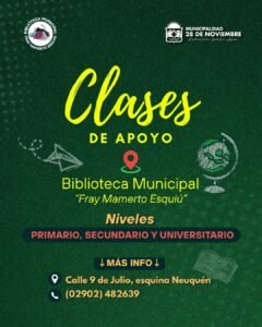 Clases de Apoyo en la Biblioteca Municipal “Fray Mamerto Esquiú”…