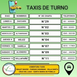 Guardia de taxis, Villa Santa Cruz del Lago y alrededores…