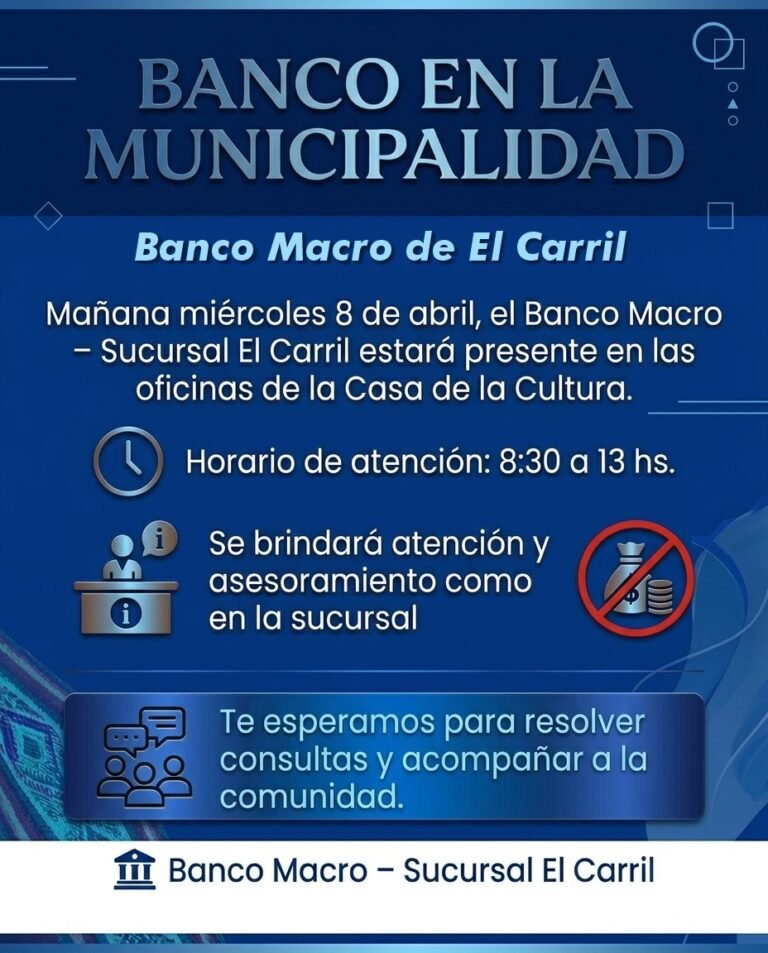 BANCO MACRO EN LA MUNICIPALIDAD DE EL CARRIL…