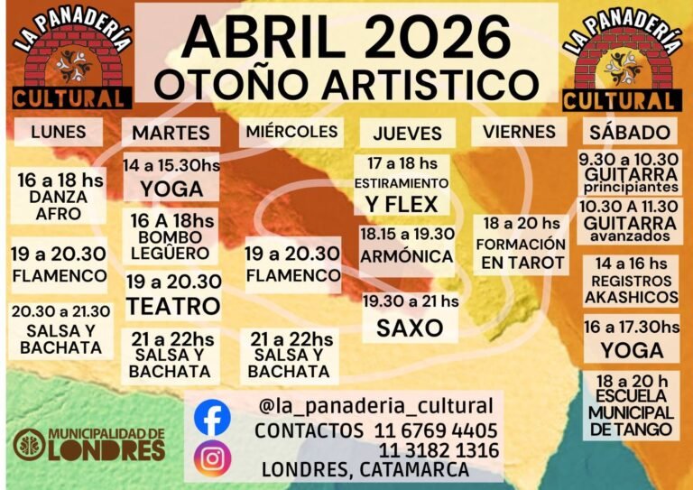 Invitamos a la comunidad a participar de las actividades programadas para este mes de abril en la Panadería Cultural…