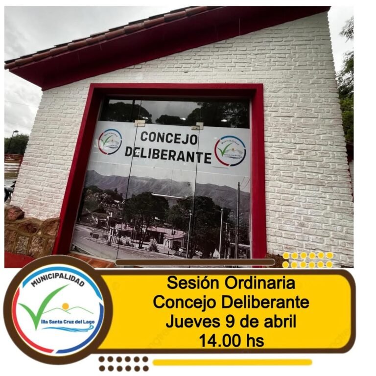 Informa que el dia 9 de abril, a las 14:00 hs se llevara a cabo la Sesion Ordinaria para tratar el siguiente Orden del día:…