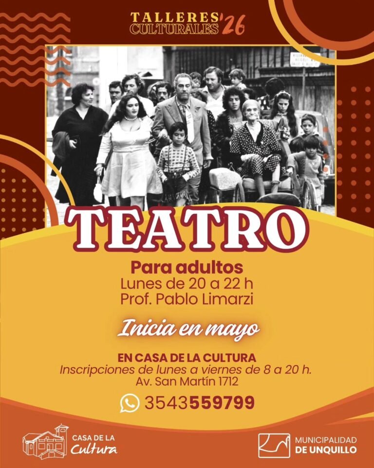 TALLERES CULTURALES 2026: TEATRO PARA ADULTOS…