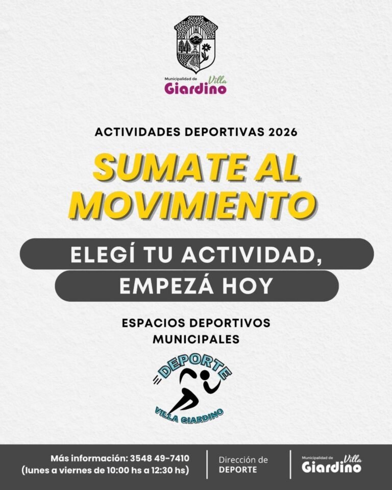 ACTIVIDADES DEPORTIVAS 2026 EN VILLA GIARDINO…