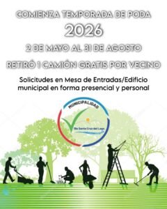 Desde el 2 de mayo hasta el 31 de agosto de 2026 se encuentra habilitada la temporada de poda, junto con el servicio de recolección de resid…