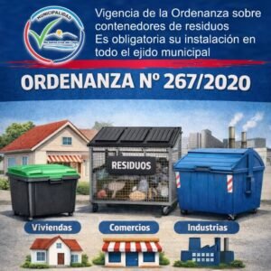 La Municipalidad informa que se encuentra vigente la Ordenanza N° 267/2020, que establece la obligatoriedad de contar con contenedores de re…