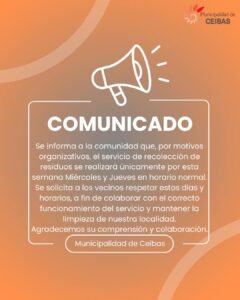 •COMUNICADO• > Recolección de residuos