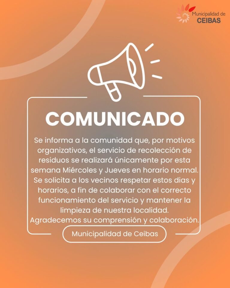 •COMUNICADO• > Recolección de residuos
